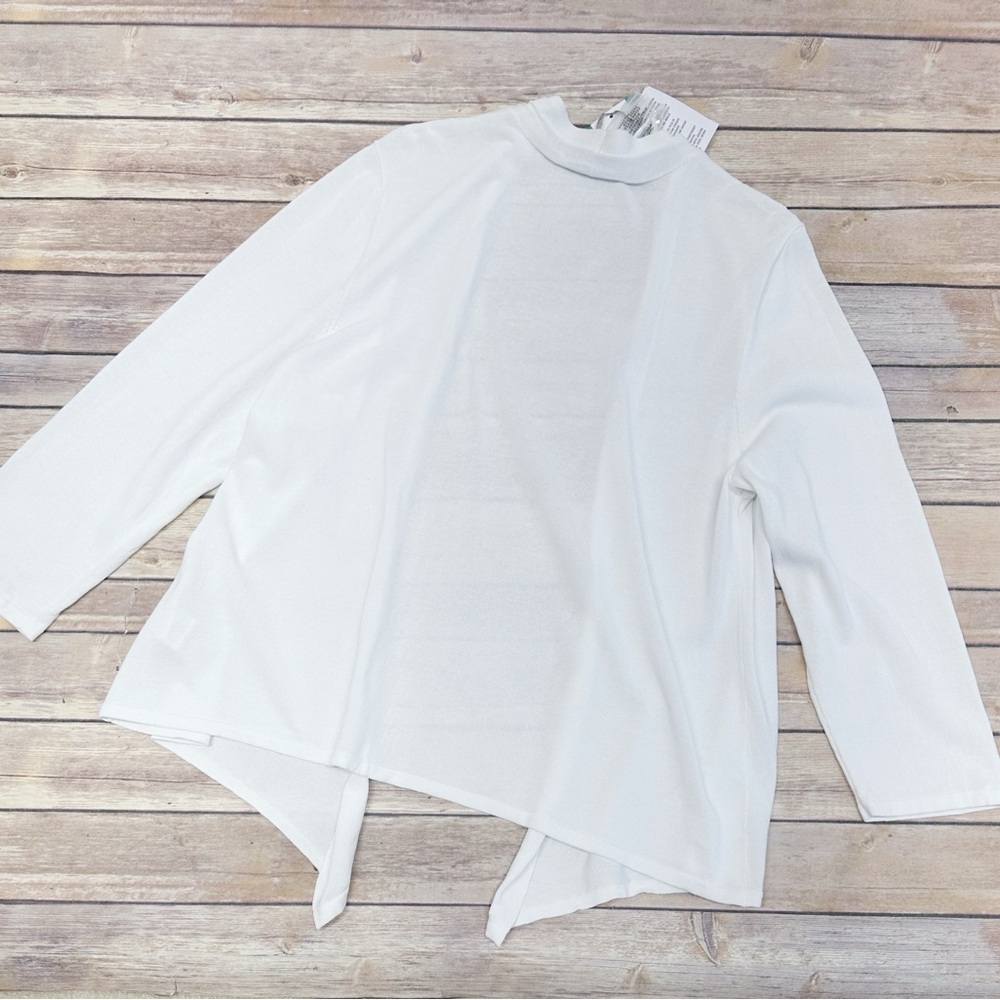Kasper Womens Lurex Self Edge A-Line Modest Cardigan Lily White Size L - Picture 3 of 5